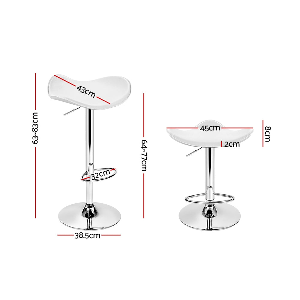 2x Bar Stools Leather Gas Lift Chair White by Artiss
