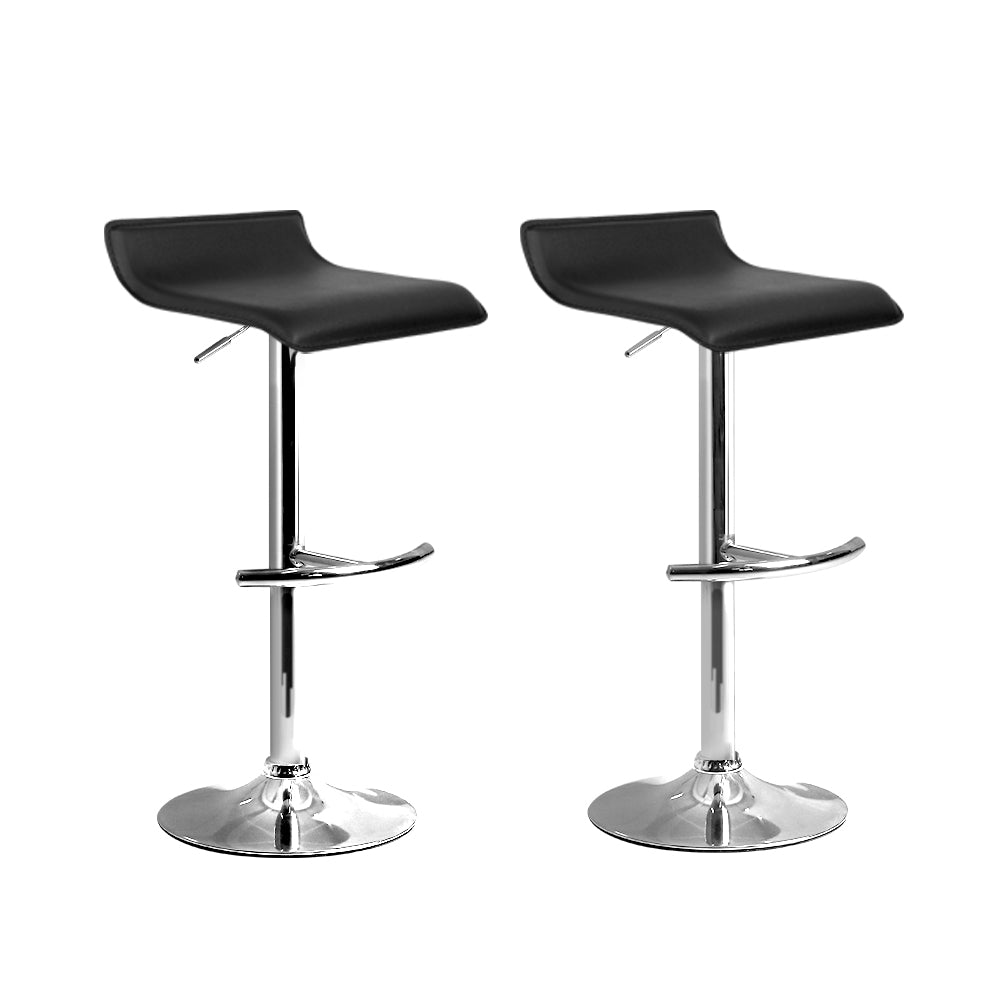 2x Bar Stools Adjustable Gas Lift Chairs Black By Artiss
