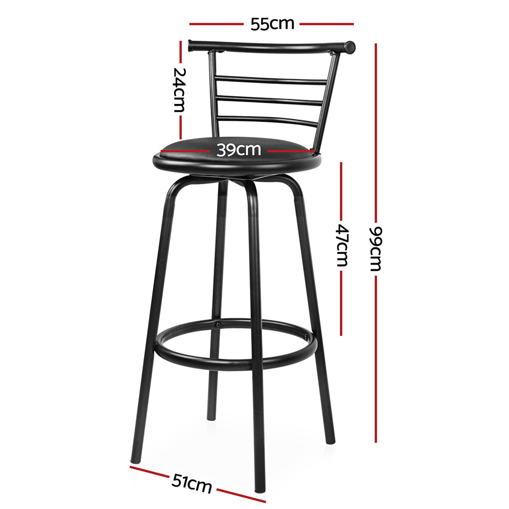 2x Bar Stools Swivel Leather Padded Metal by Artiss