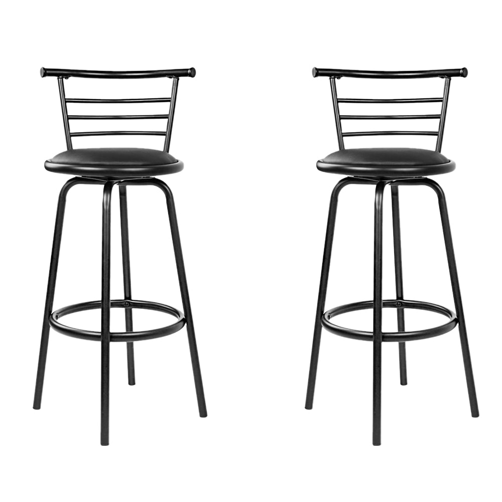 2x Bar Stools Swivel Leather Padded Metal by Artiss