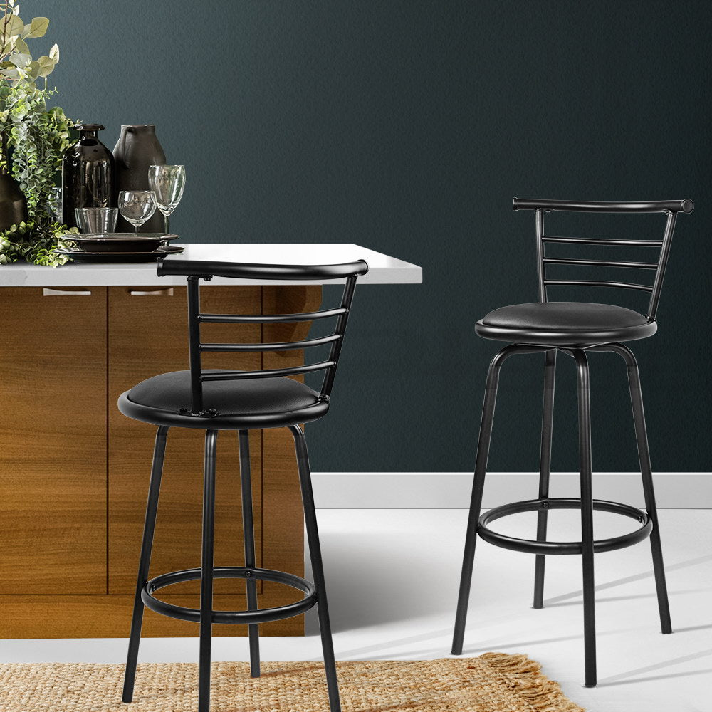 2x Bar Stools Swivel Leather Padded Metal by Artiss
