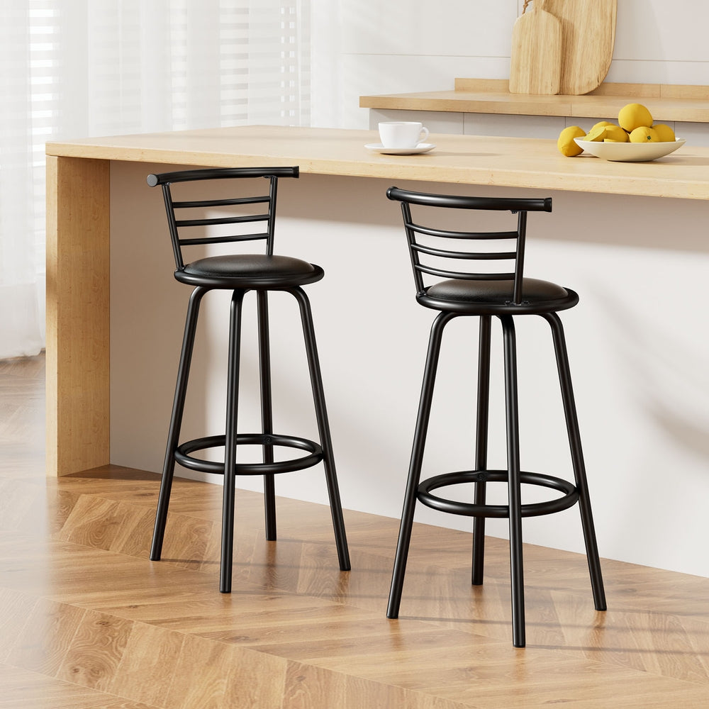 2x Bar Stools Swivel Leather Padded Metal by Artiss