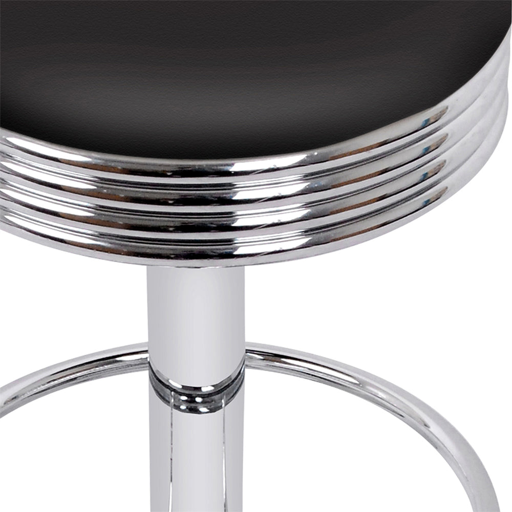Set of 2 Backless PU Leather Bar Stools - Black and Chrome by Artiss