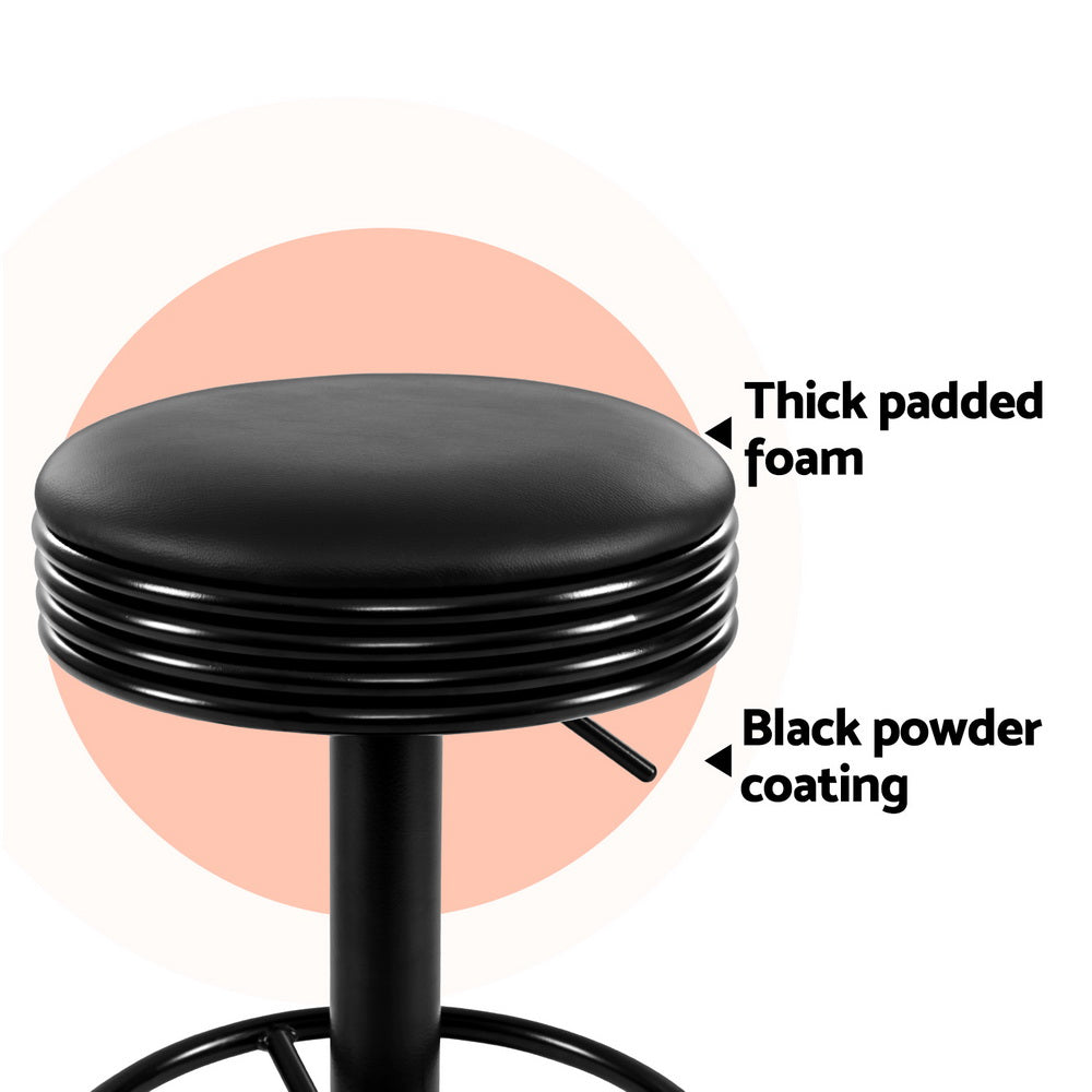 4x Bar Stools Leather Padded Gas Lift Black by Artiss