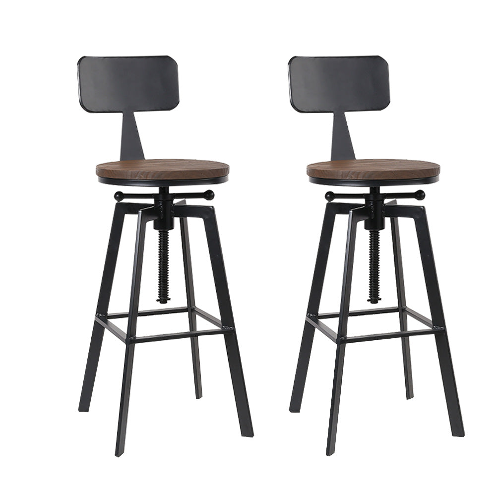2x Bar Stools Kitchen Counter Chairs Vintage Metal Chairs By Artiss