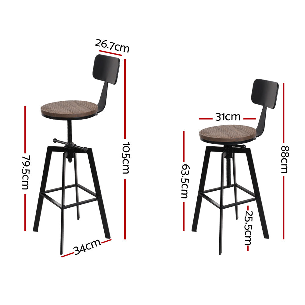 2x Bar Stools Kitchen Counter Chairs Vintage Metal Chairs By Artiss