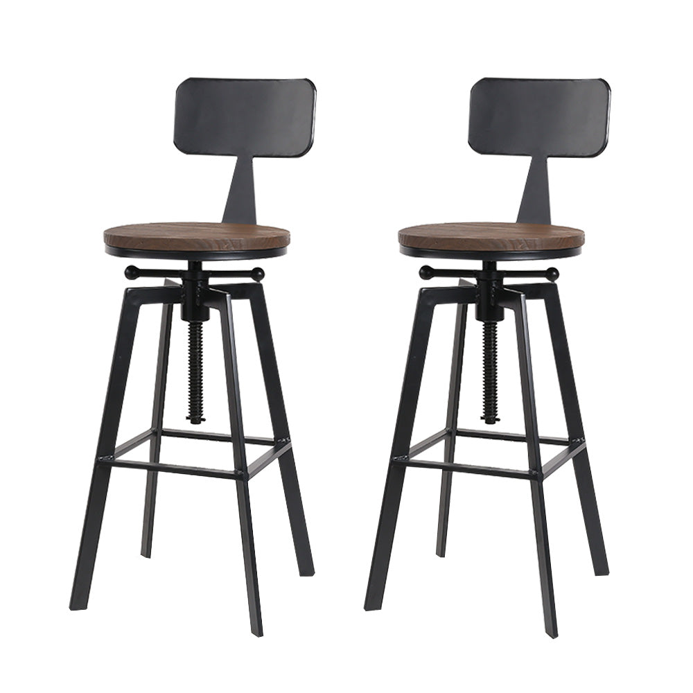 2x Bar Stools Kitchen Counter Chairs Vintage Metal Chairs By Artiss