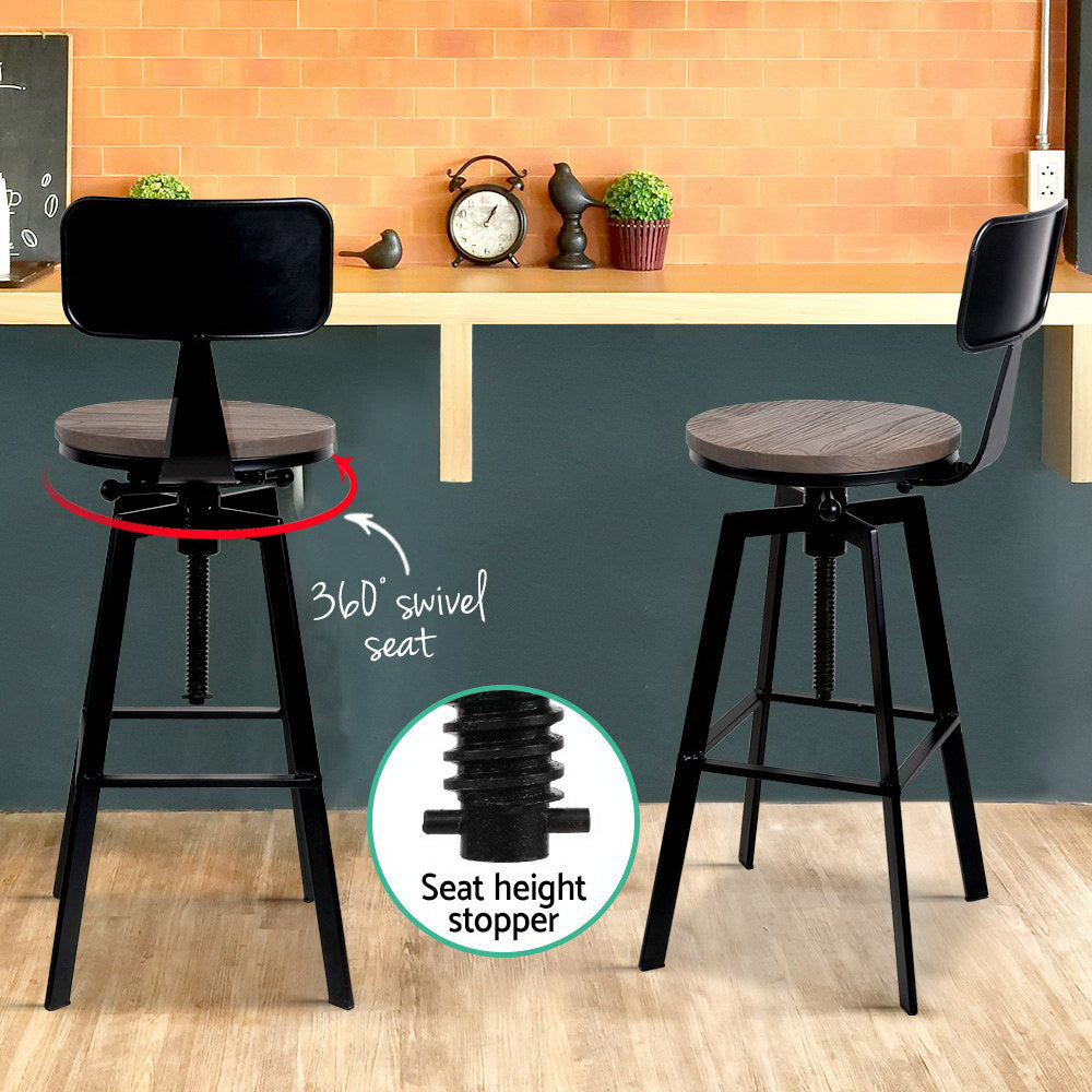 2x Bar Stools Kitchen Counter Chairs Vintage Metal Chairs By Artiss