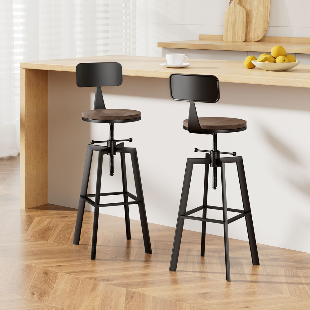 2x Bar Stools Kitchen Counter Chairs Vintage Metal Chairs By Artiss