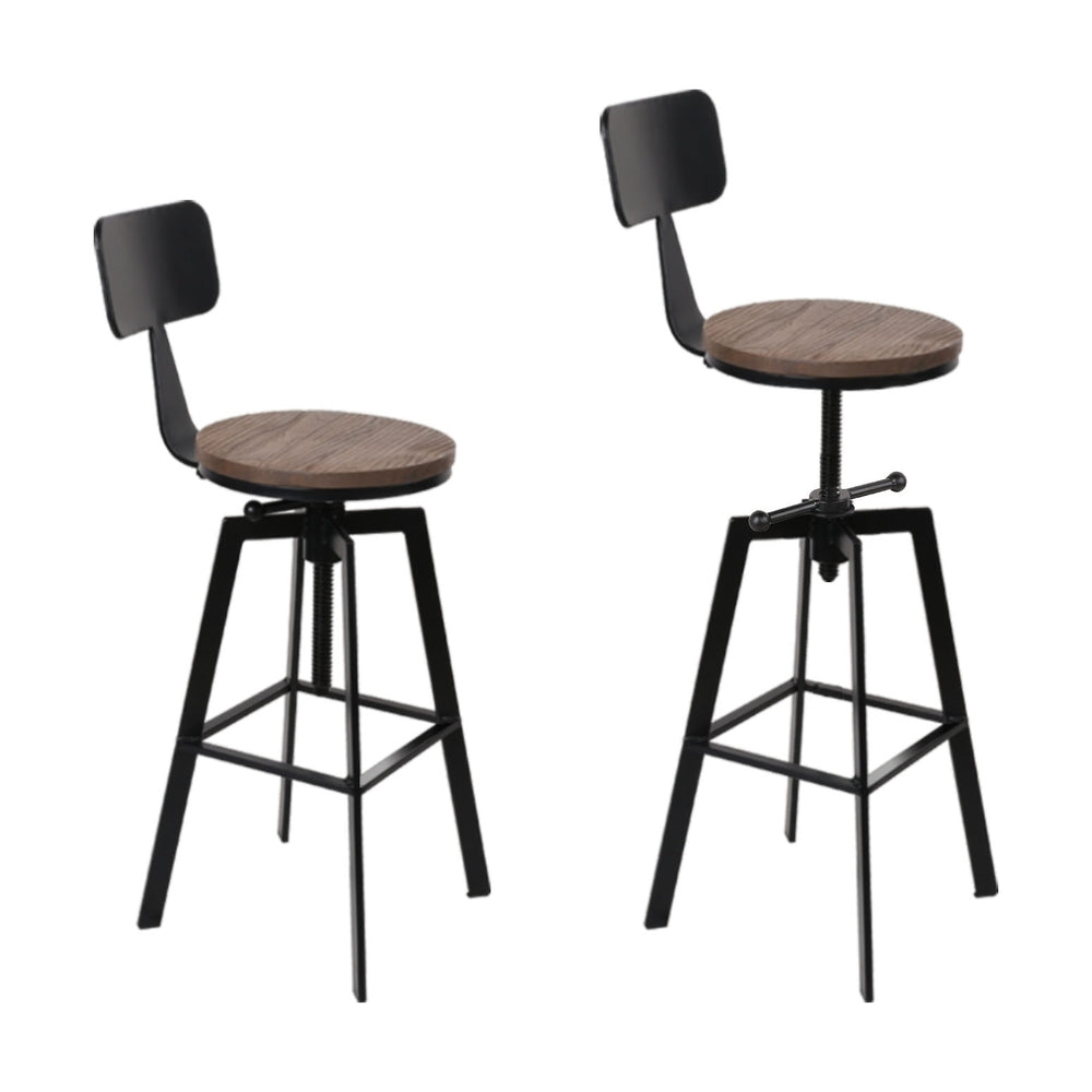 4x Bar Stools Kitchen Dining Chairs Adjustable Wood Stool w/Backrest by Artiss