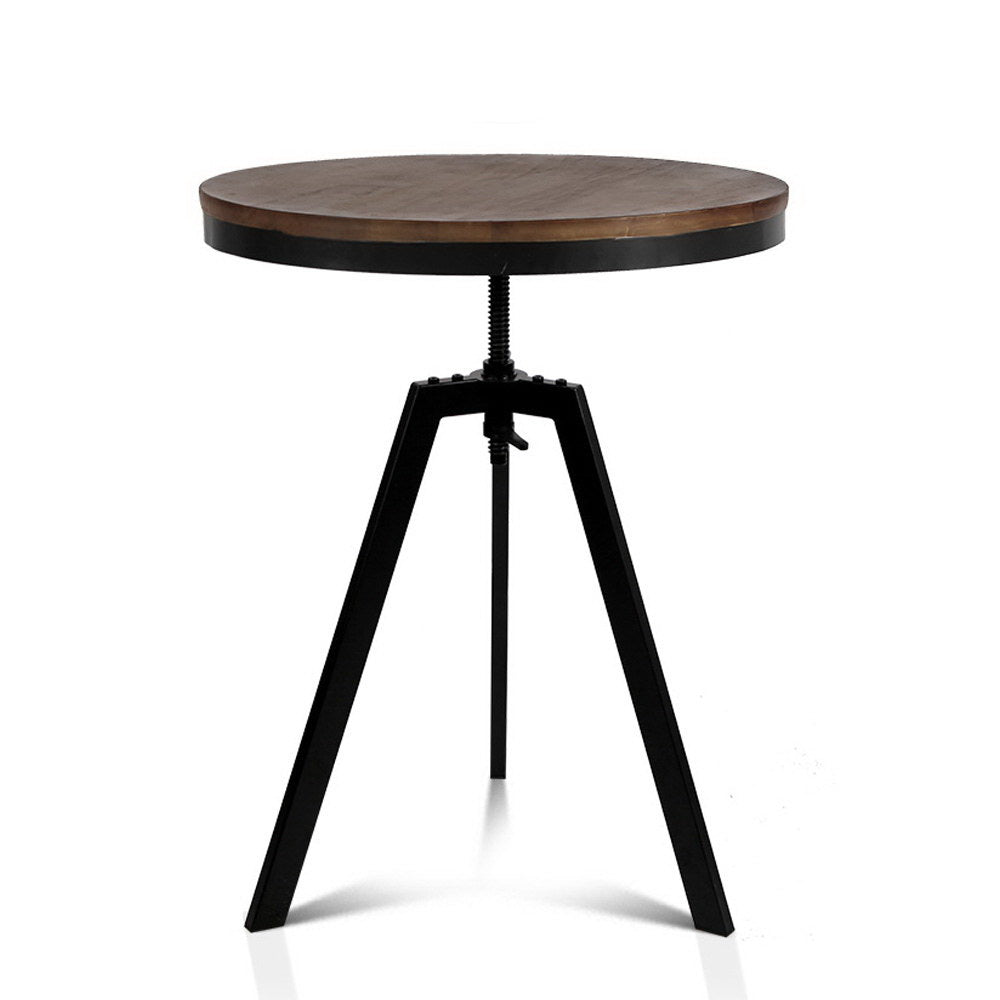 Bar Table 67-86CM Height Round Brown By Artiss