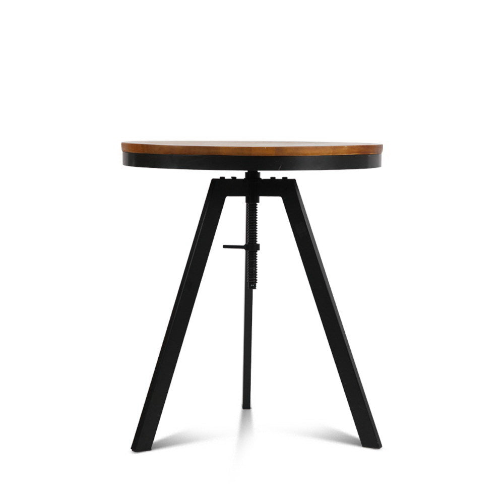Bar Table 67-86CM Height Round Brown By Artiss