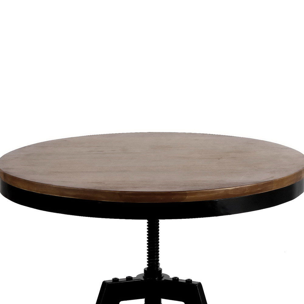 Bar Table 67-86CM Height Round Brown By Artiss
