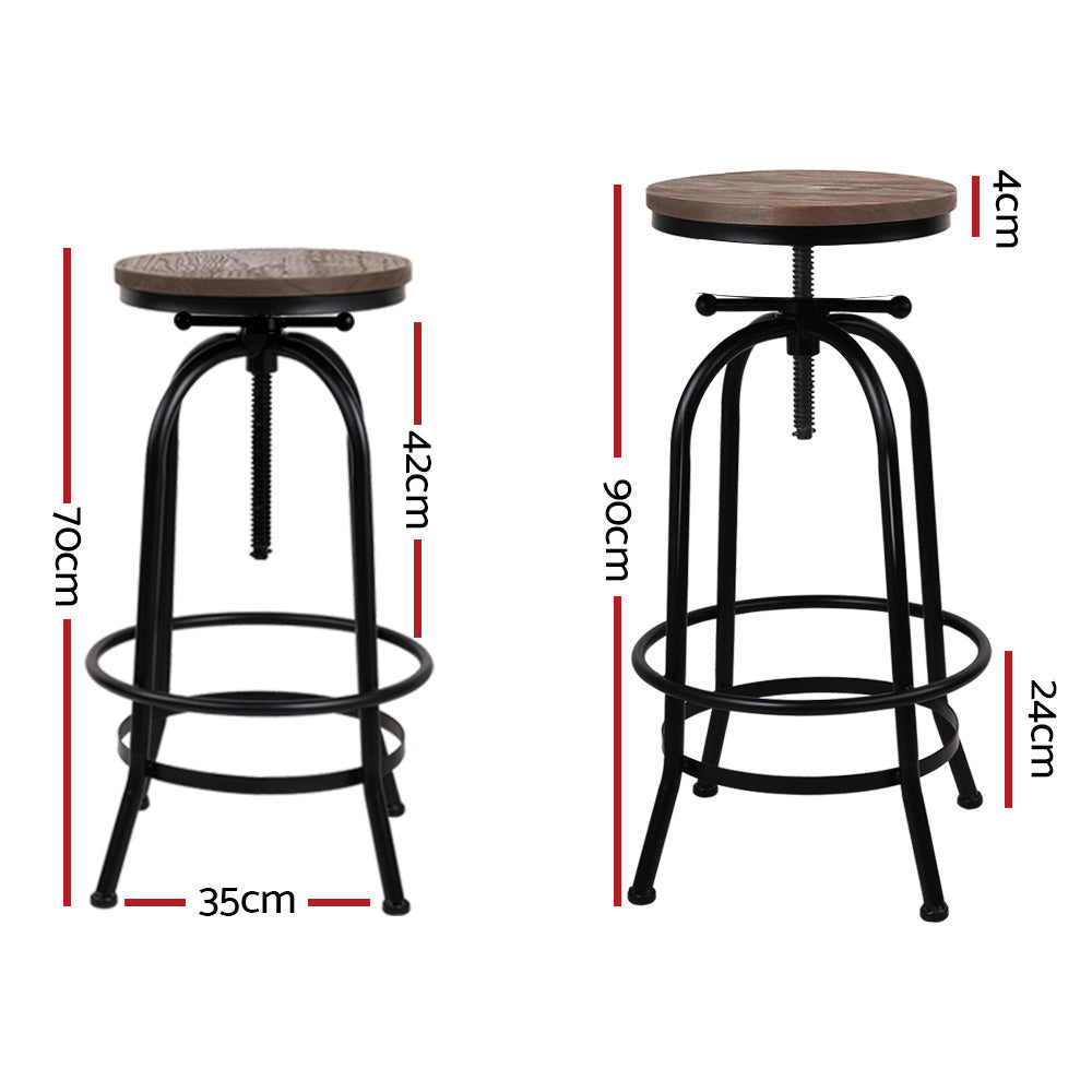 2x Bar Stools Adjustable Wood Chairs By Artiss