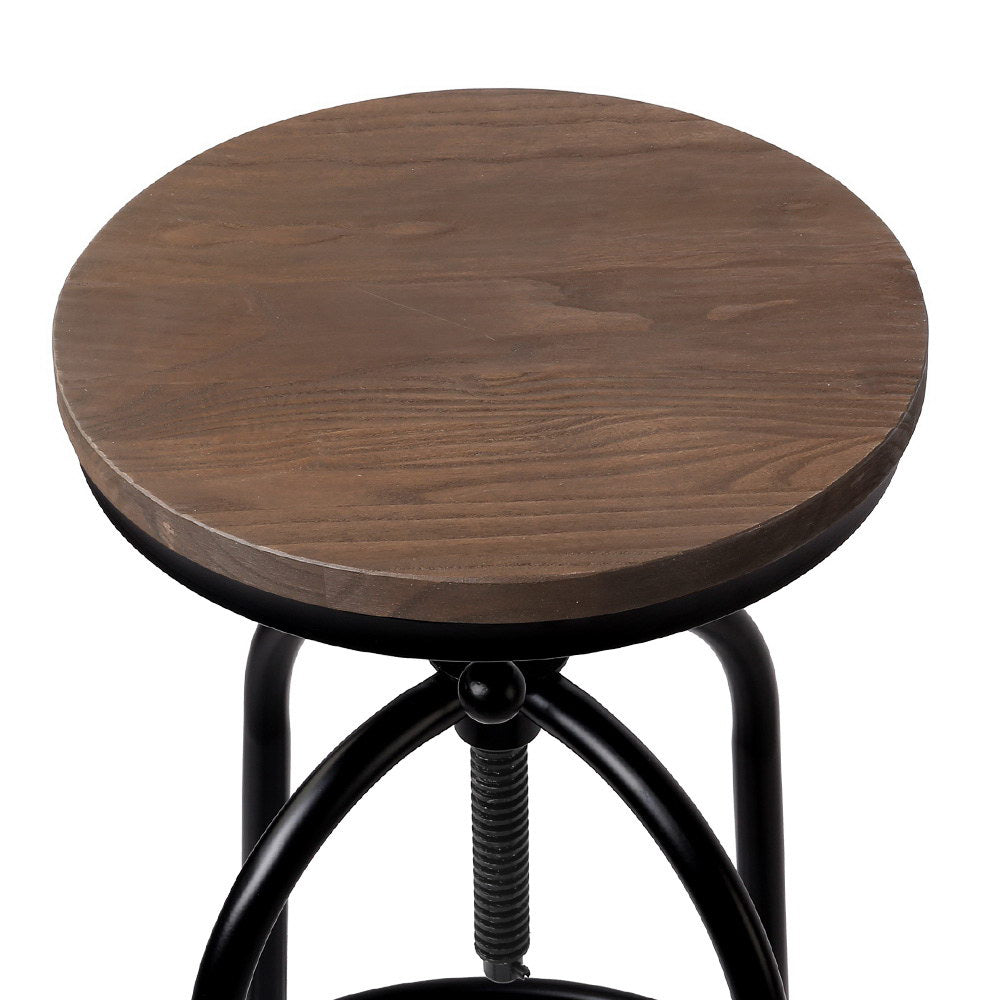2x Bar Stools Adjustable Wood Chairs By Artiss