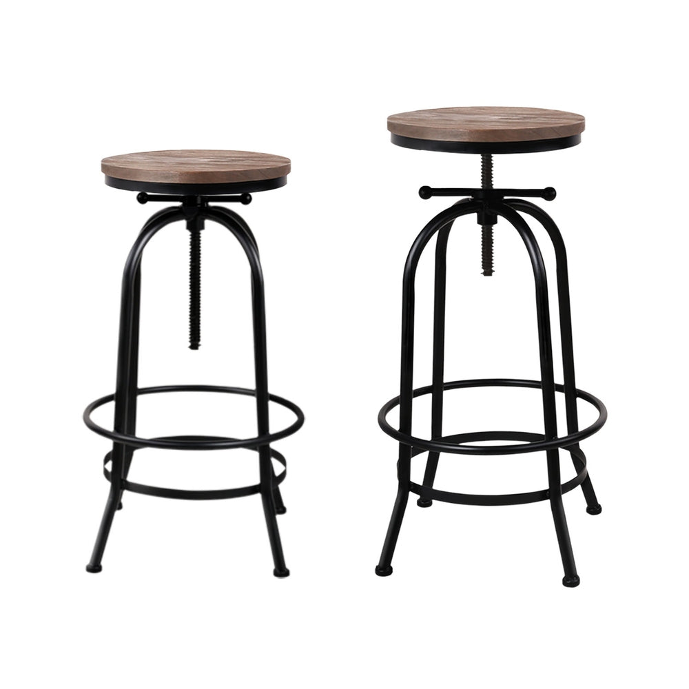 4x Bar Stools Kitchen Dining Chairs Adjustable Wooden Vintage Stool by Artiss