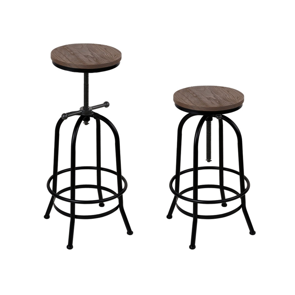 4x Bar Stools Kitchen Dining Chairs Adjustable Wooden Vintage Stool by Artiss