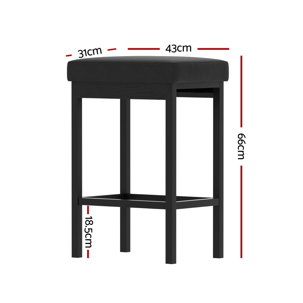2x Metal Bar Stools PU Seat Dining Counter Chairs by Artiss