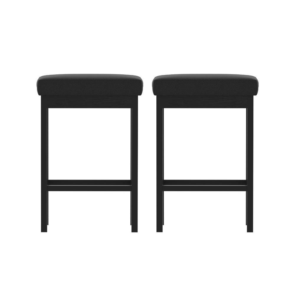 2x Metal Bar Stools PU Seat Dining Counter Chairs by Artiss