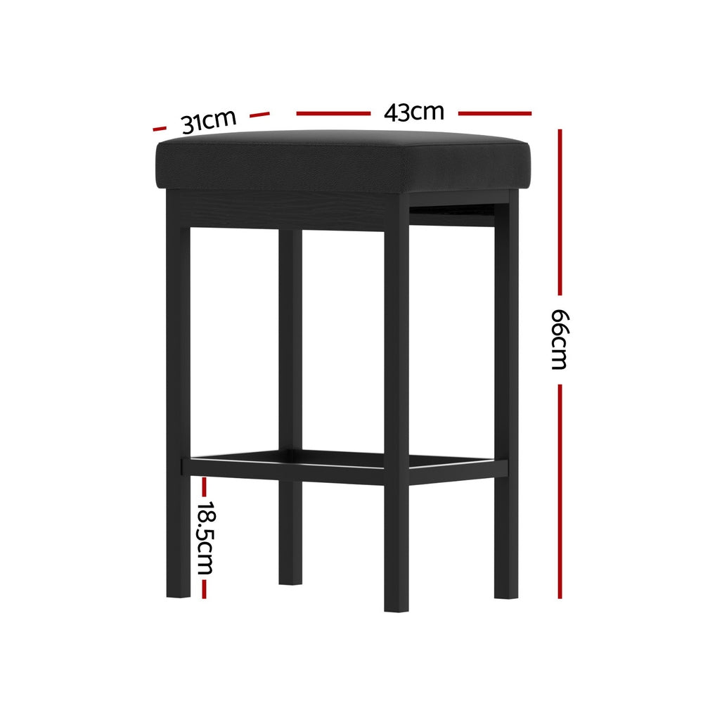 A Set of 4 Metal Bar Stools PU Seat Dining Counter Chairs by Artiss