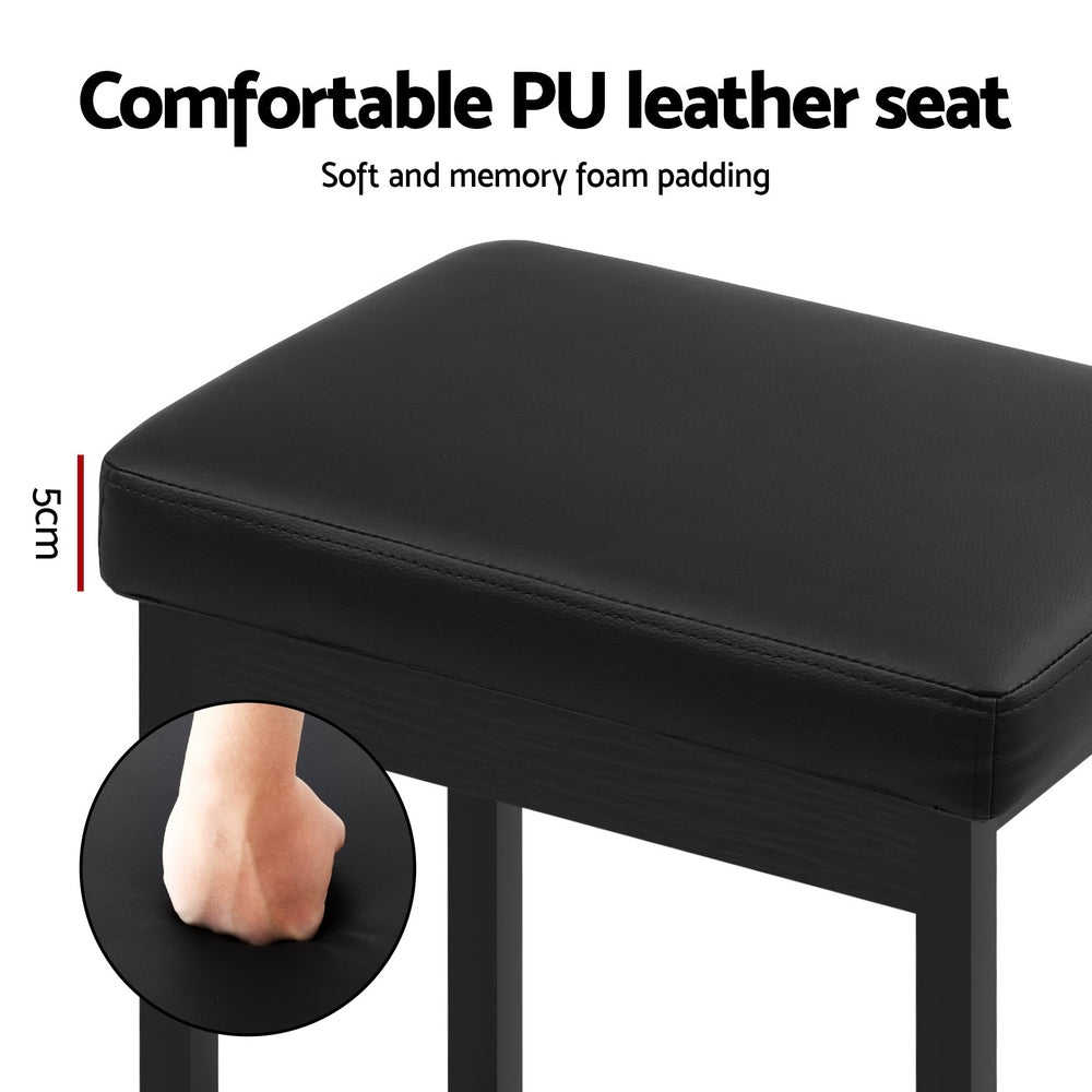 A Set of 4 Metal Bar Stools PU Seat Dining Counter Chairs by Artiss