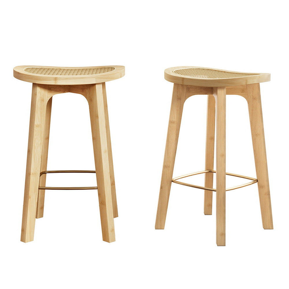 2x Bar Stools Bamboo Rattan Stool Counter Chair Kitchen Barstools by Artiss