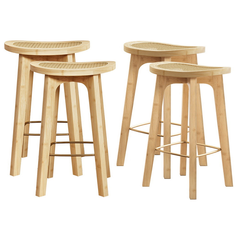 4x Bar Stools Bamboo Rattan Stool Counter Chair Kitchen Barstools by Artiss