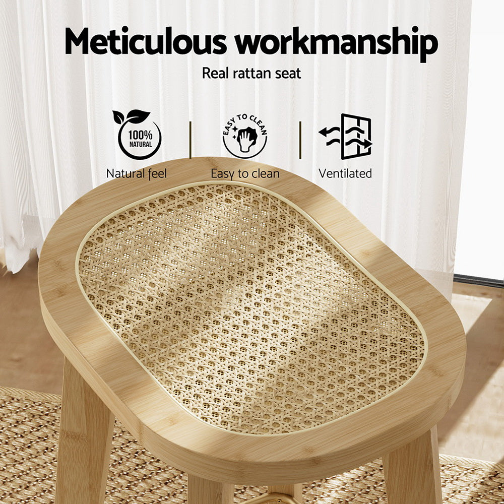 4x Bar Stools Bamboo Rattan Stool Counter Chair Kitchen Barstools by Artiss