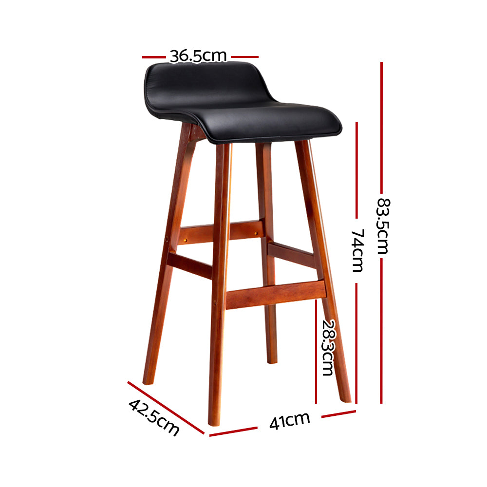 4x Bar Stools Wooden Stool Black by Artiss