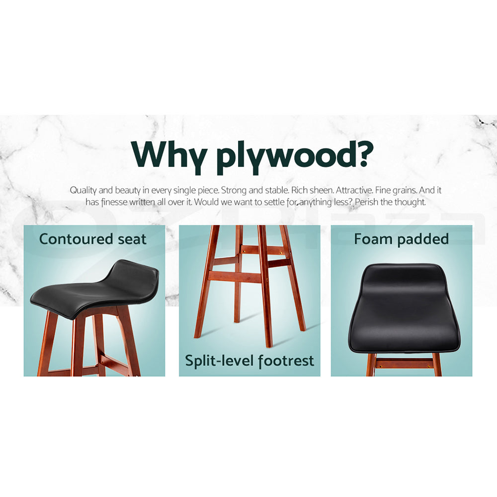 4x Bar Stools Wooden Stool Black by Artiss