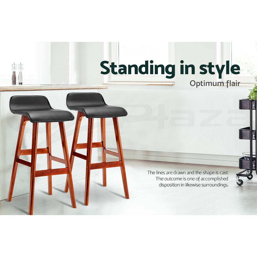 4x Bar Stools Wooden Stool Black by Artiss