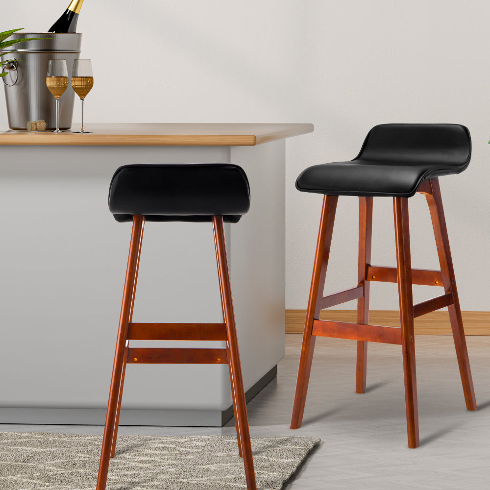 4x Bar Stools Wooden Stool Black by Artiss