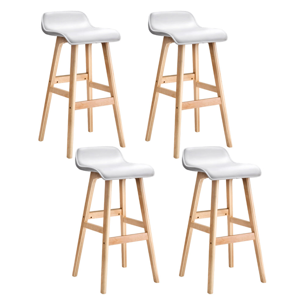 4x Bar Stools Wooden Stool White by Artiss