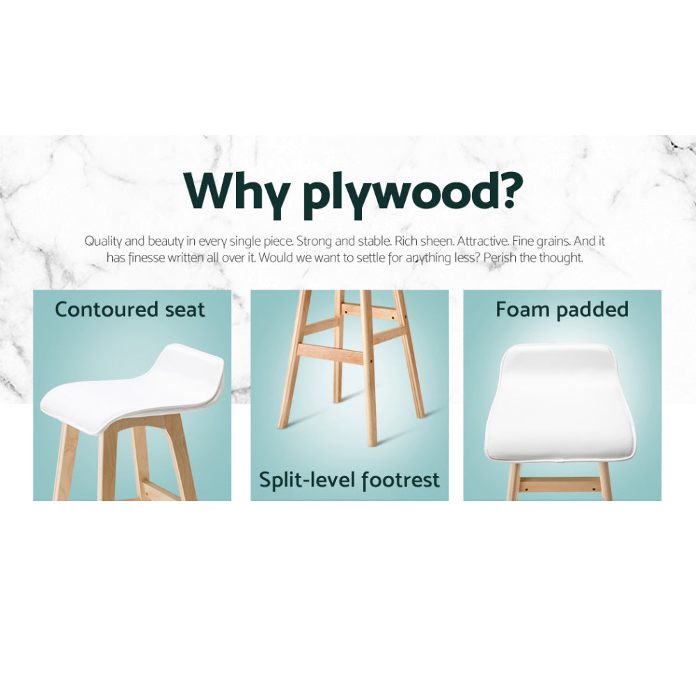 4x Bar Stools Wooden Stool White by Artiss