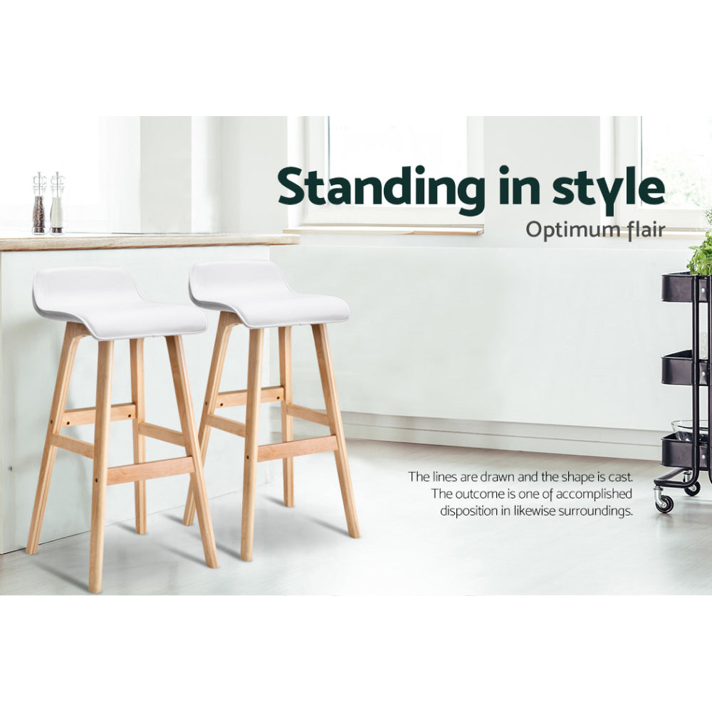 4x Bar Stools Wooden Stool White by Artiss