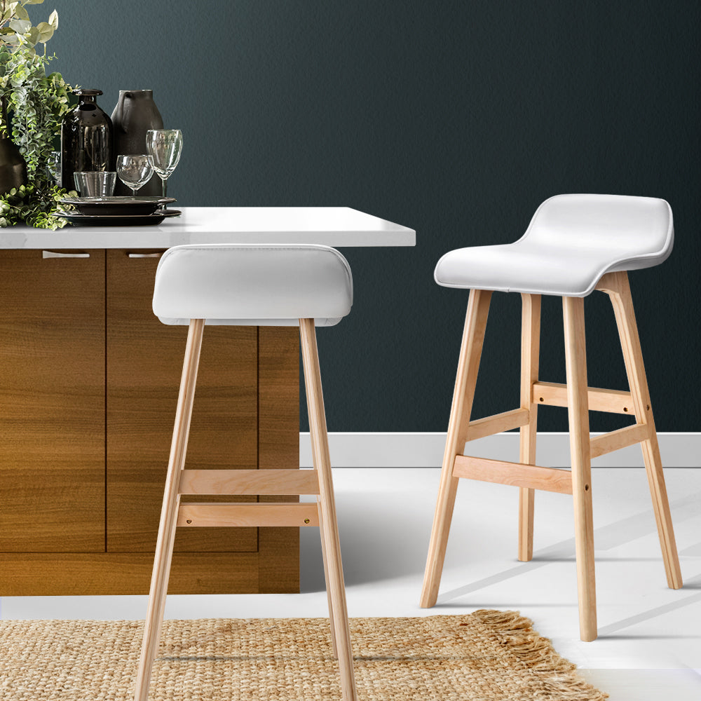 4x Bar Stools Wooden Stool White by Artiss
