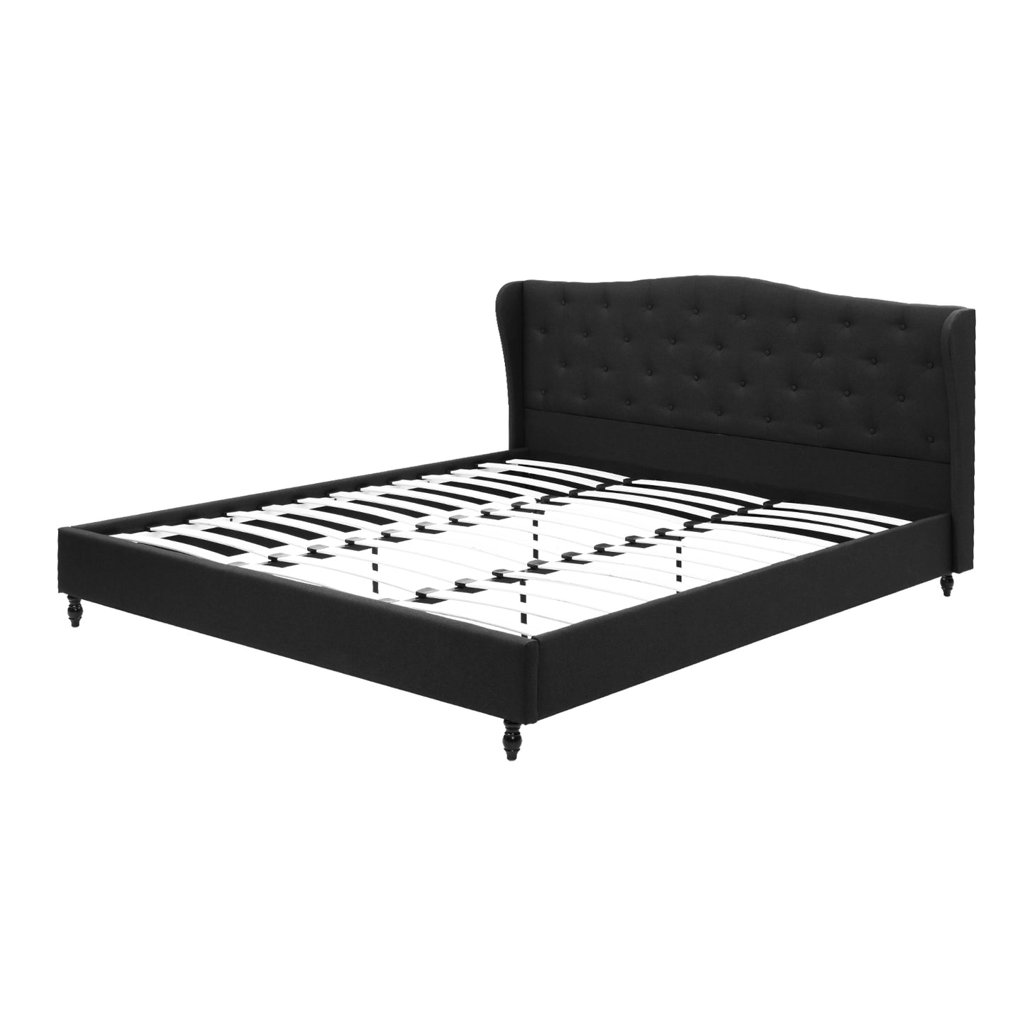 Artiss King Bed Frame Wingback Headboard Charcoal Grey Linen Upholstered Platform Bed Base