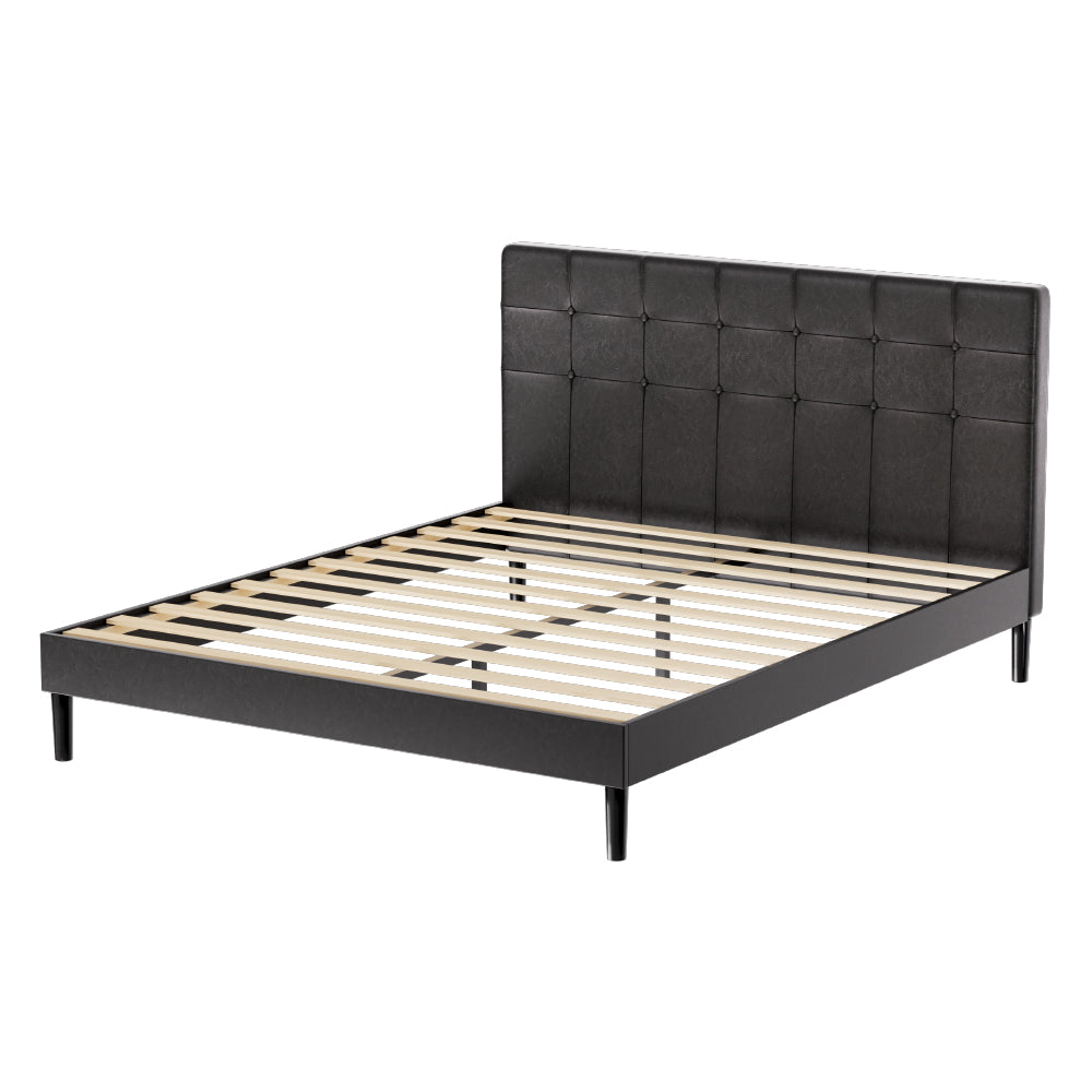 Bed Frame Queen Size LED Black RAVI by Artiss