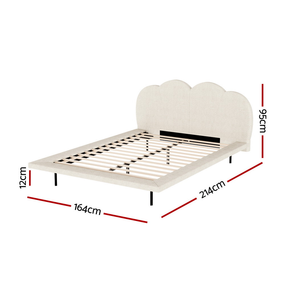 Bed Frame Queen Size Boucle Beige SASA By Artiss