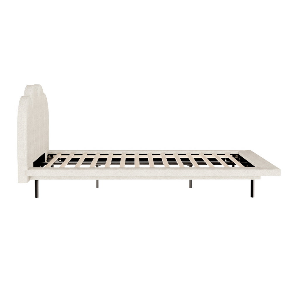 Bed Frame Queen Size Boucle Beige SASA By Artiss