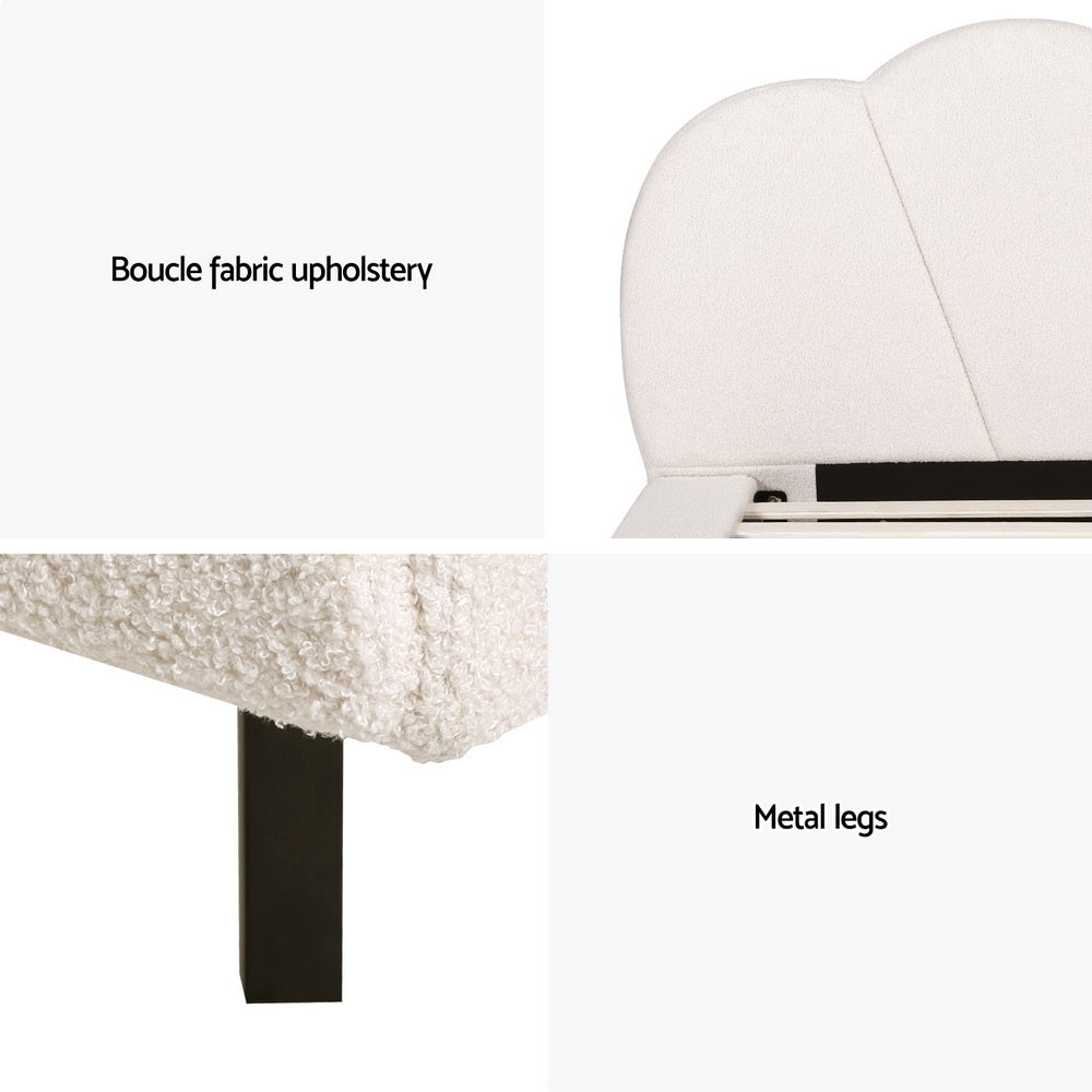Bed Frame Queen Size Boucle Beige SASA By Artiss