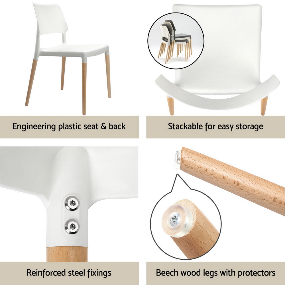 1 Dining Table and 4 Chairs Set Round White by Artiss