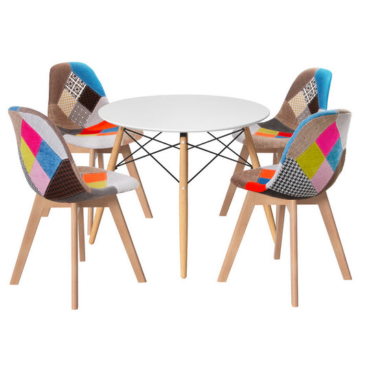 1 Dining Table and 4 Chairs Set DSW White by Artiss