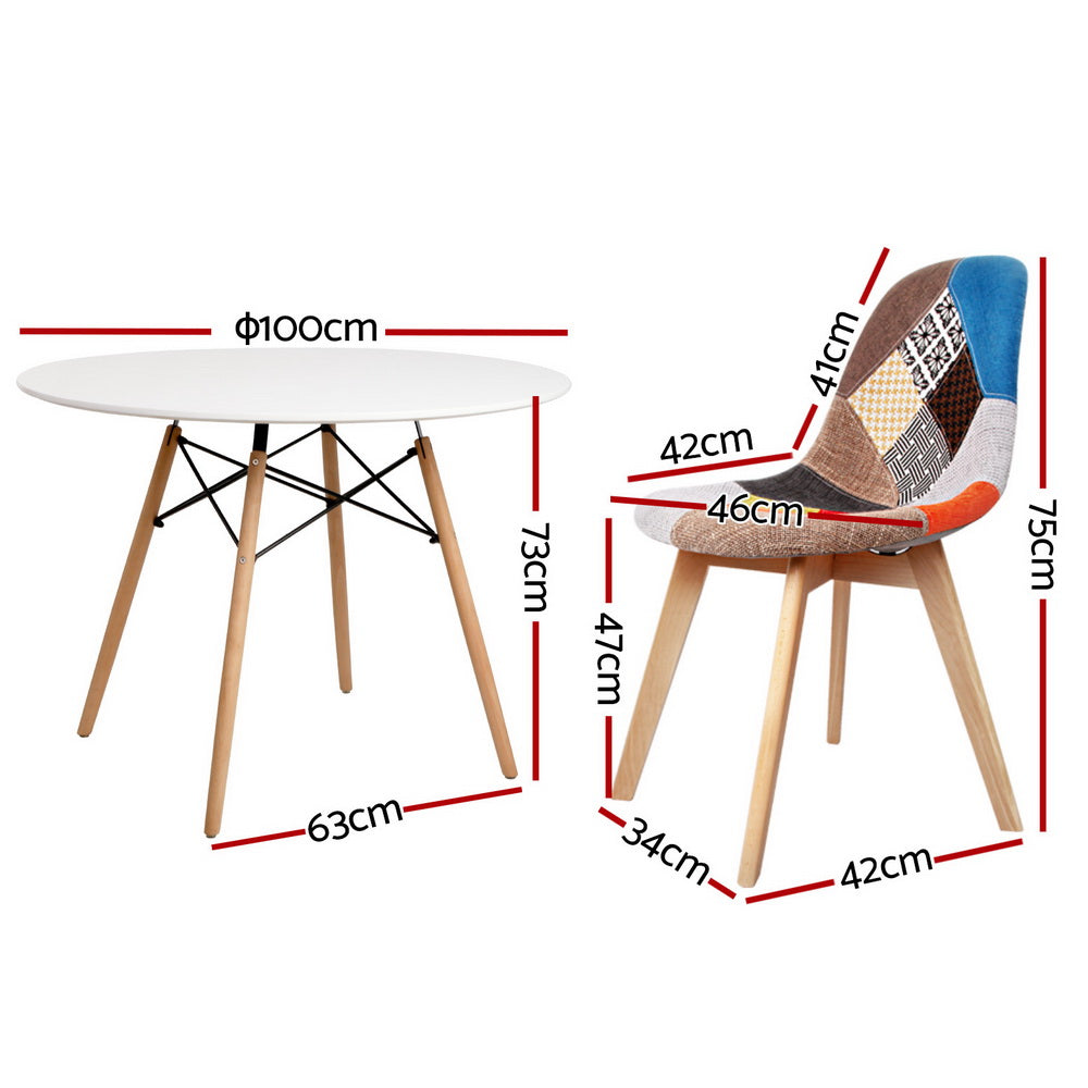 1 Dining Table and 4 Chairs Set DSW White by Artiss
