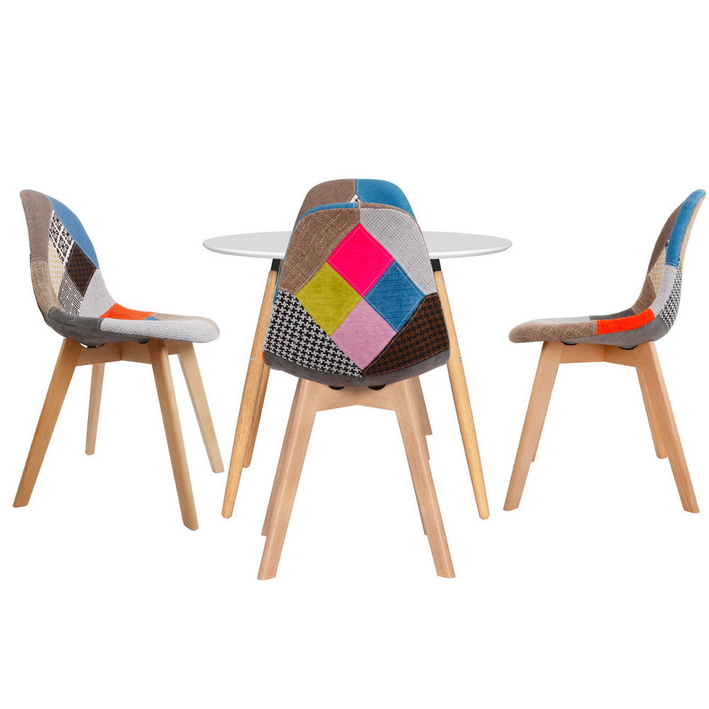 1 Dining Table and 4 Chairs Set DSW White by Artiss