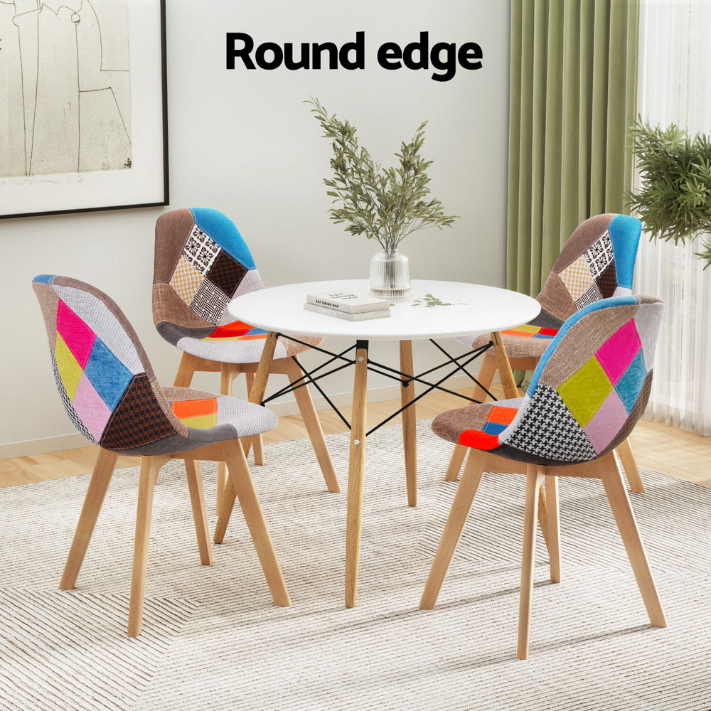 1 Dining Table and 4 Chairs Set DSW White by Artiss