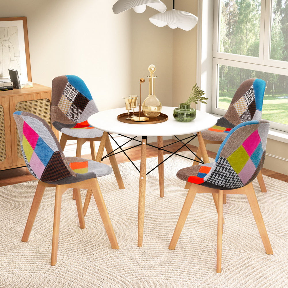 1 Dining Table and 4 Chairs Set DSW White by Artiss