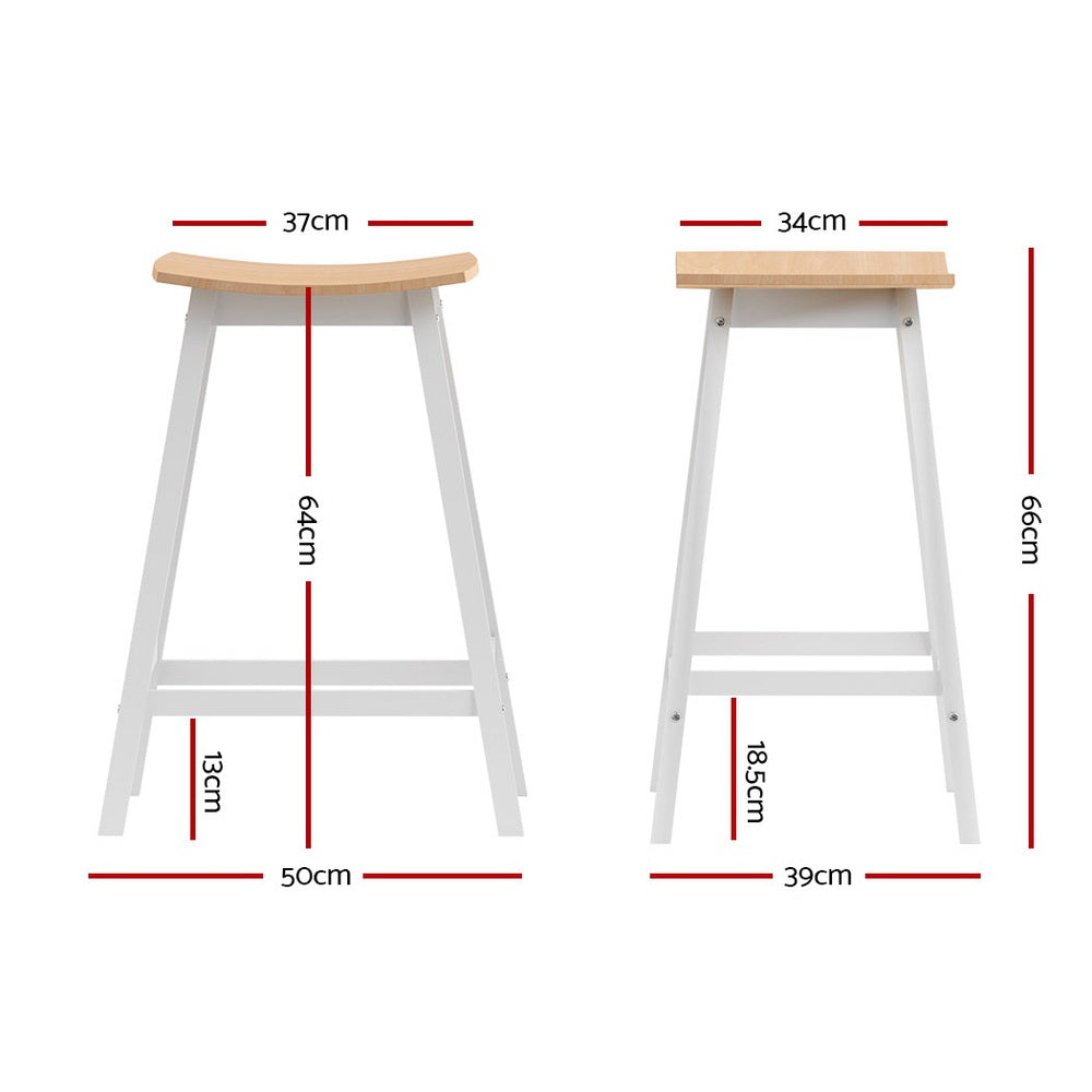 2x Bar Stools Wooden Chairs Oak by Artiss