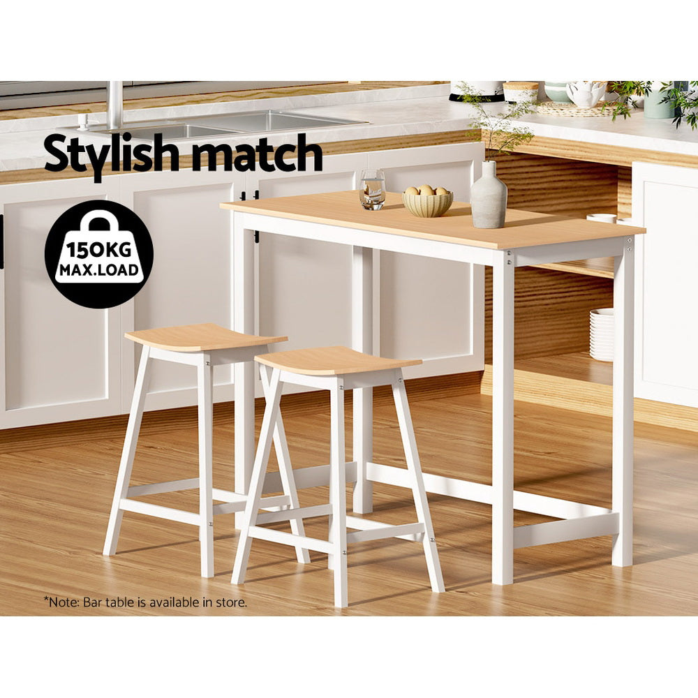 2x Bar Stools Wooden Chairs Oak by Artiss