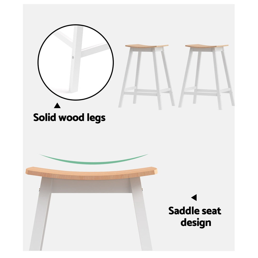 2x Bar Stools Wooden Chairs Oak by Artiss